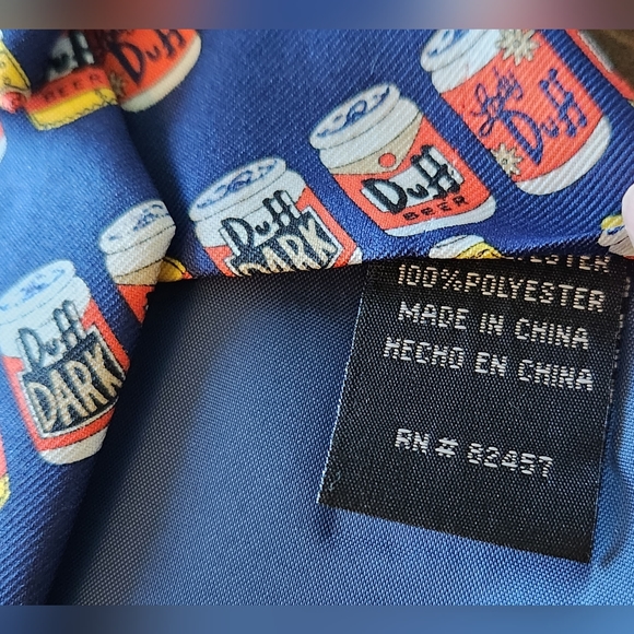 The Simpsons Homer Simpson DUFF Beer Tie with Original Store Tag 100% Polyester - Picture 5 of 7